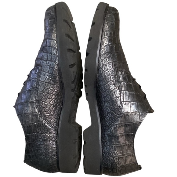 GABOR Men’s Pewter Metallic Leather Lace Up Crocodile Oxford, Size 6 - Picture 7 of 11